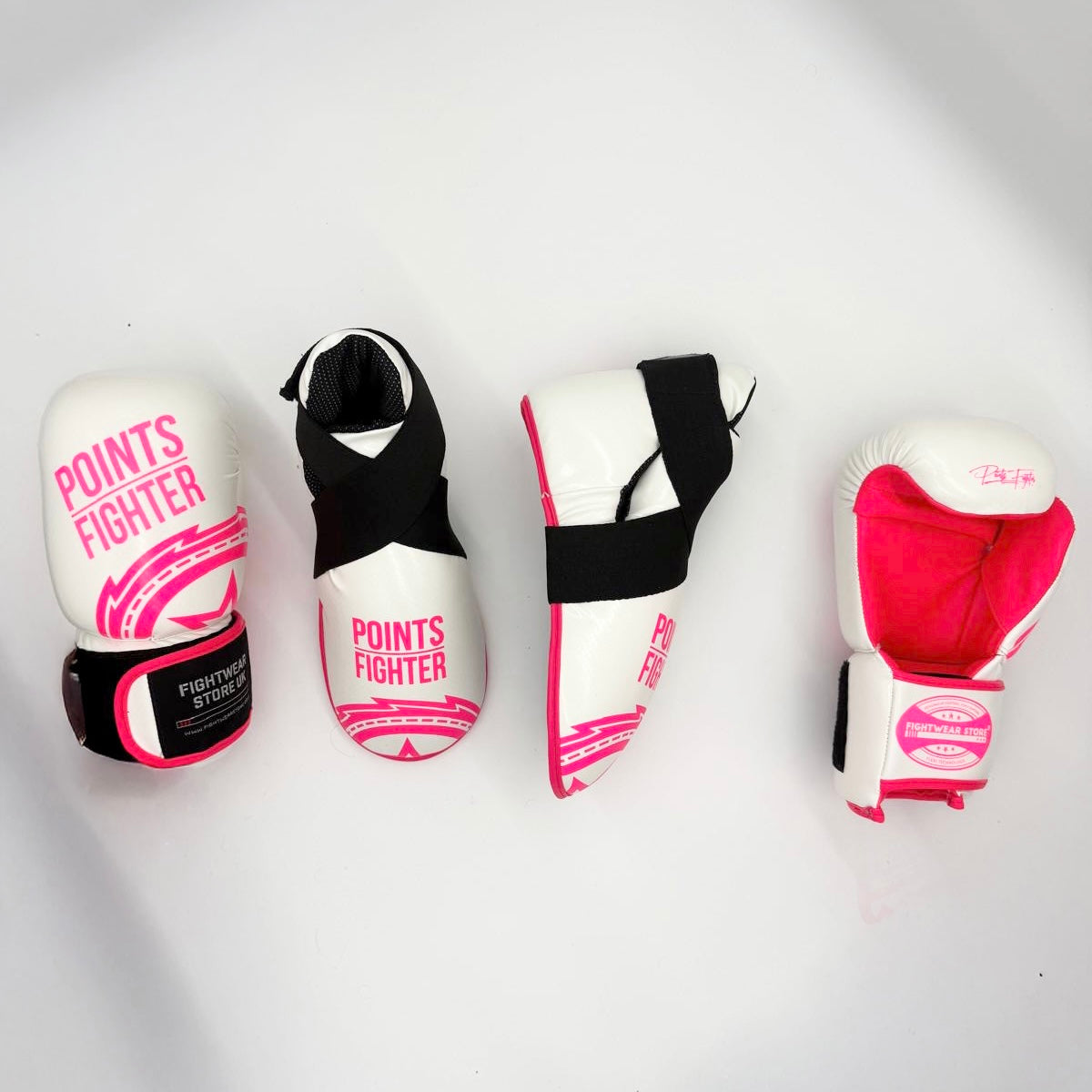 Points Fighter - Evolution Open Hand Semi Contact Gloves - White/Pink