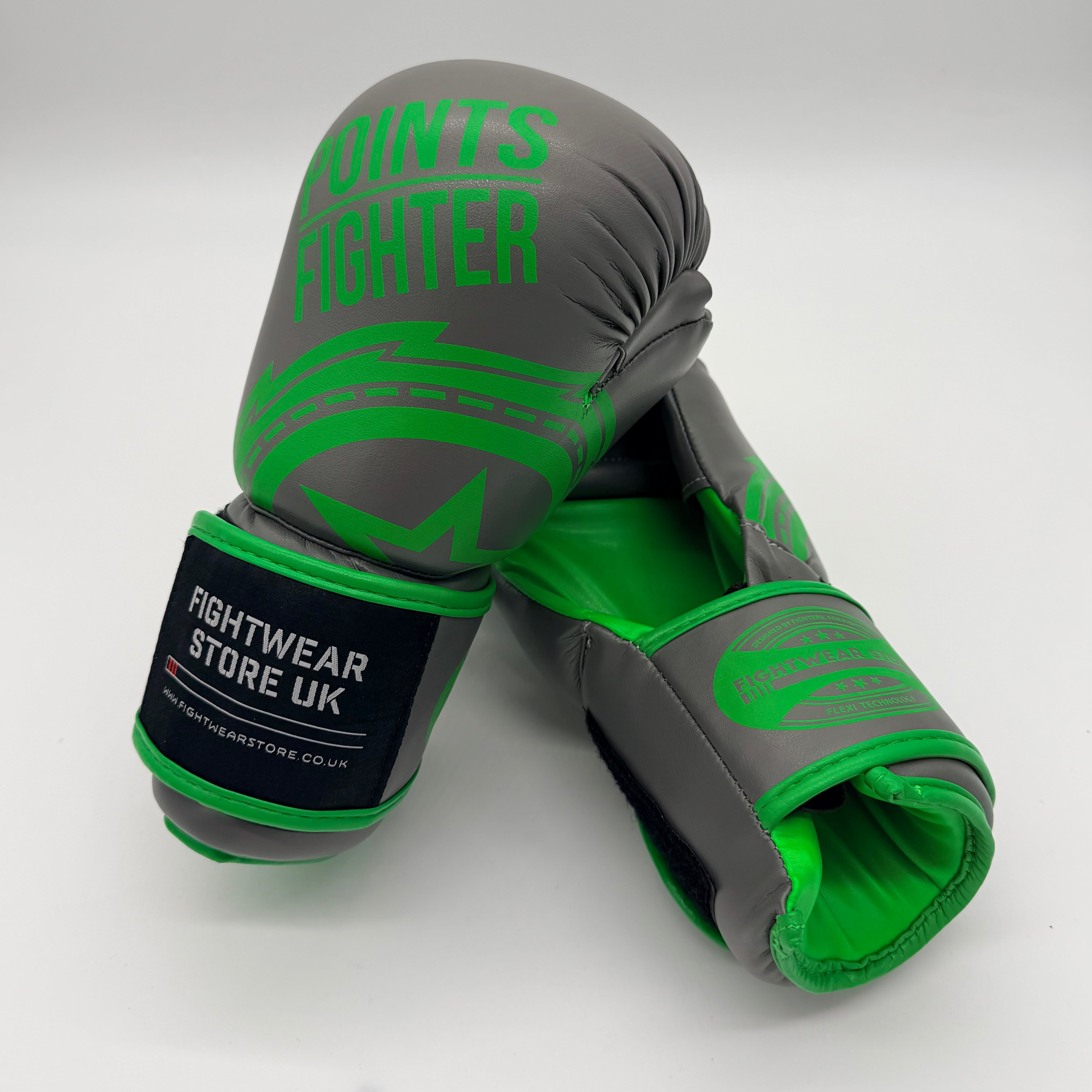 Points Fighter - Evolution Open Hand Semi Contact Gloves - Grey/Green