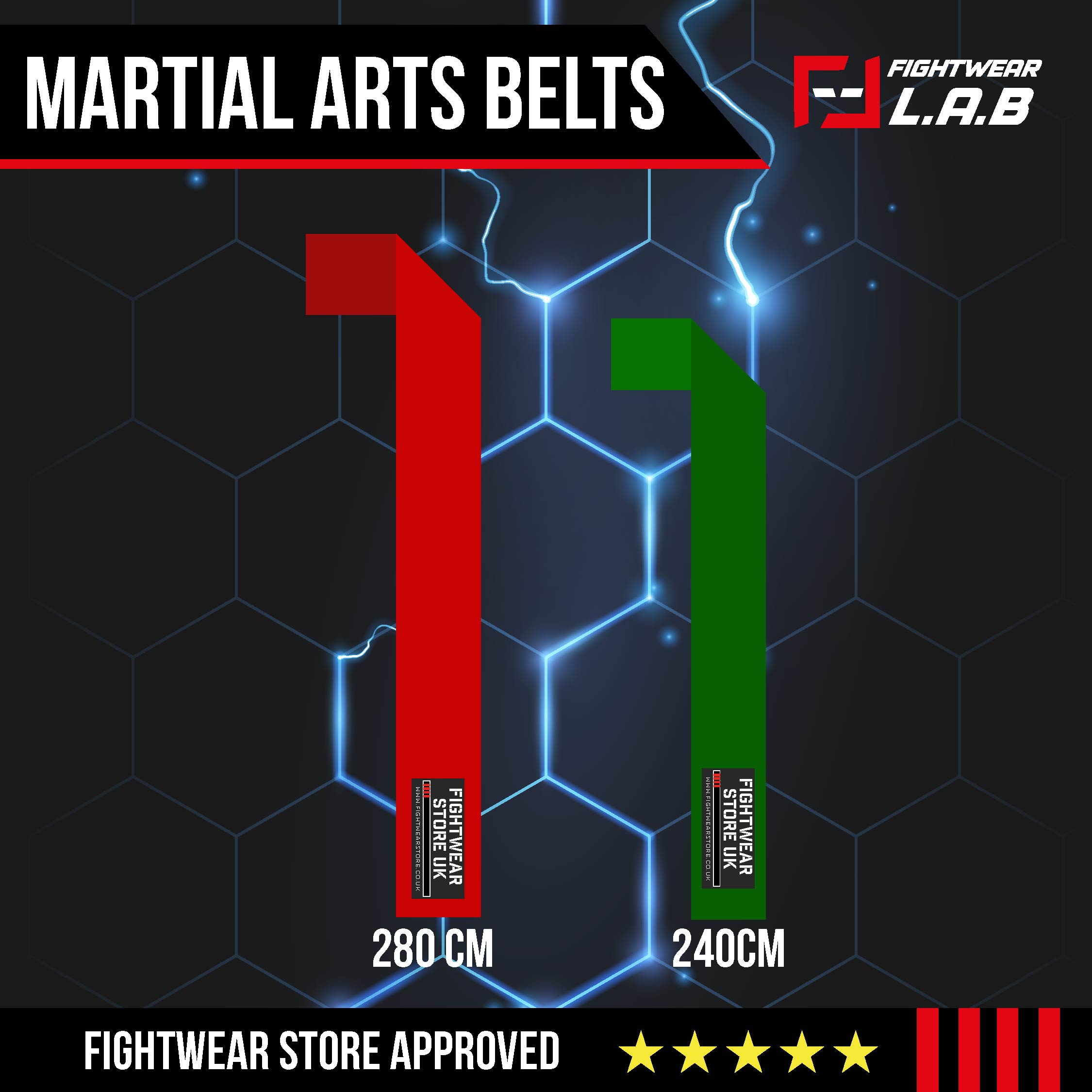 Fightwear Store Martial Arts Belts (240cm, 280cm & 340cm)