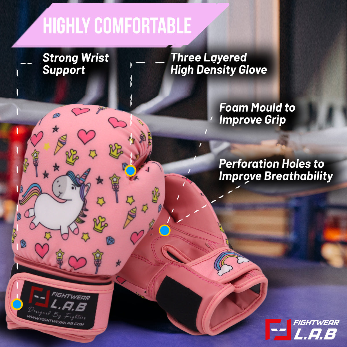 Unicorn White Girly Print Pattern Boxing Gloves