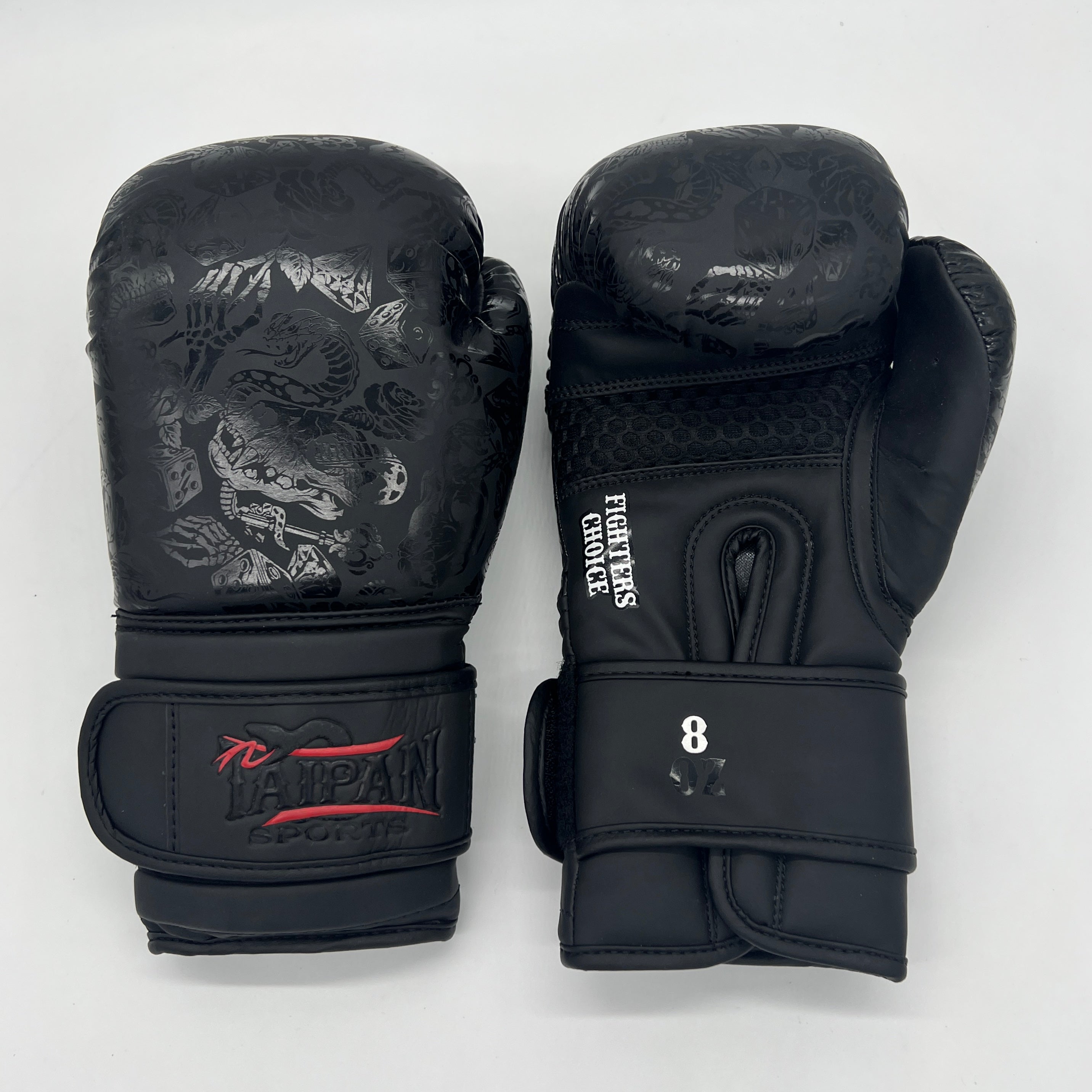 Black Spot Gloss Cobra Strike Boxing Gloves - Taipan Sports