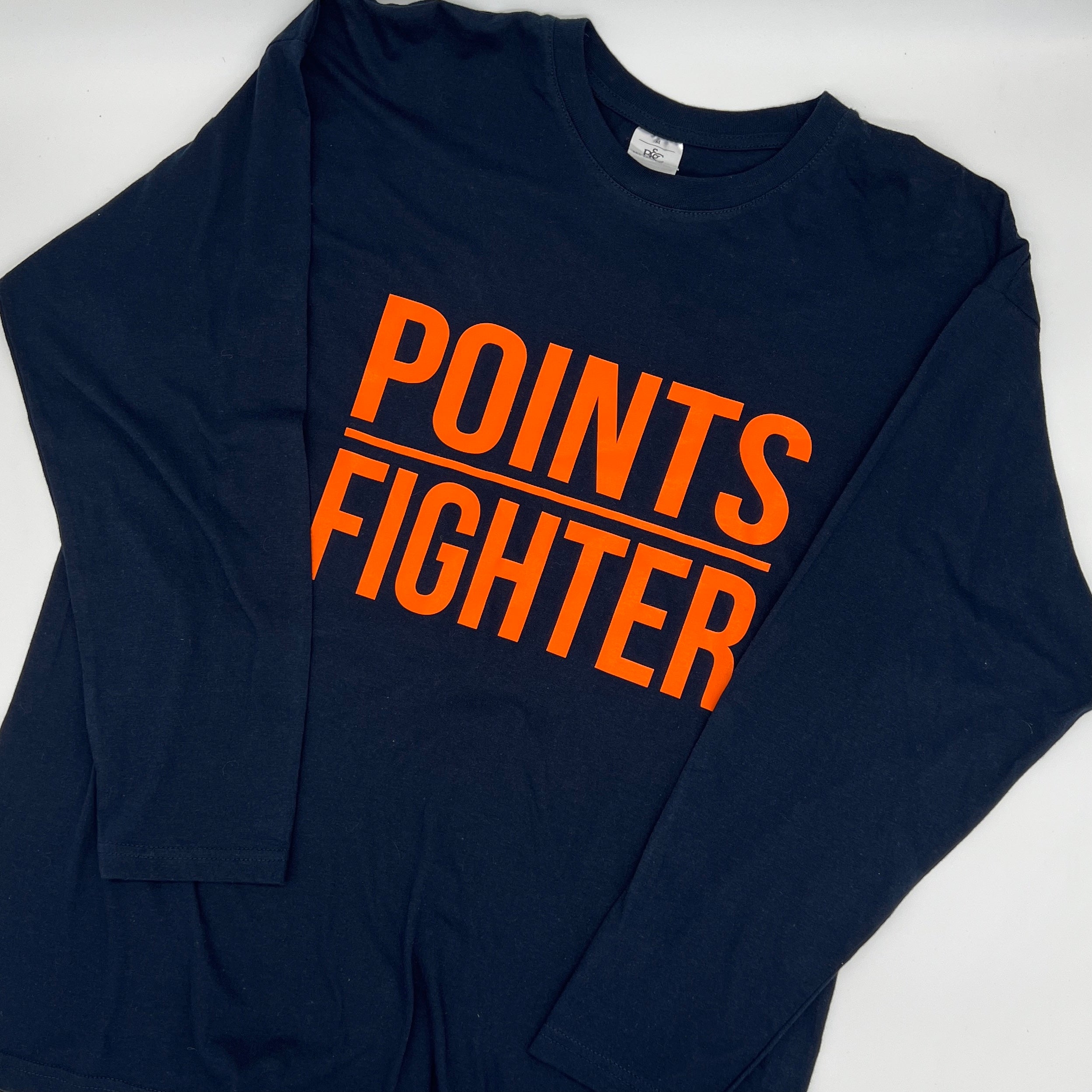 Points Fighter Long-Sleeved T-Shirt - Navy/Orange